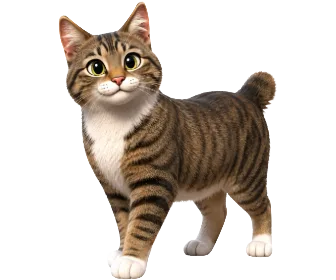 Illustrazione 3D cartoon di un gatto American Bobtail