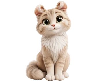 Illustrazione 3D cartoon di un gatto American Curl