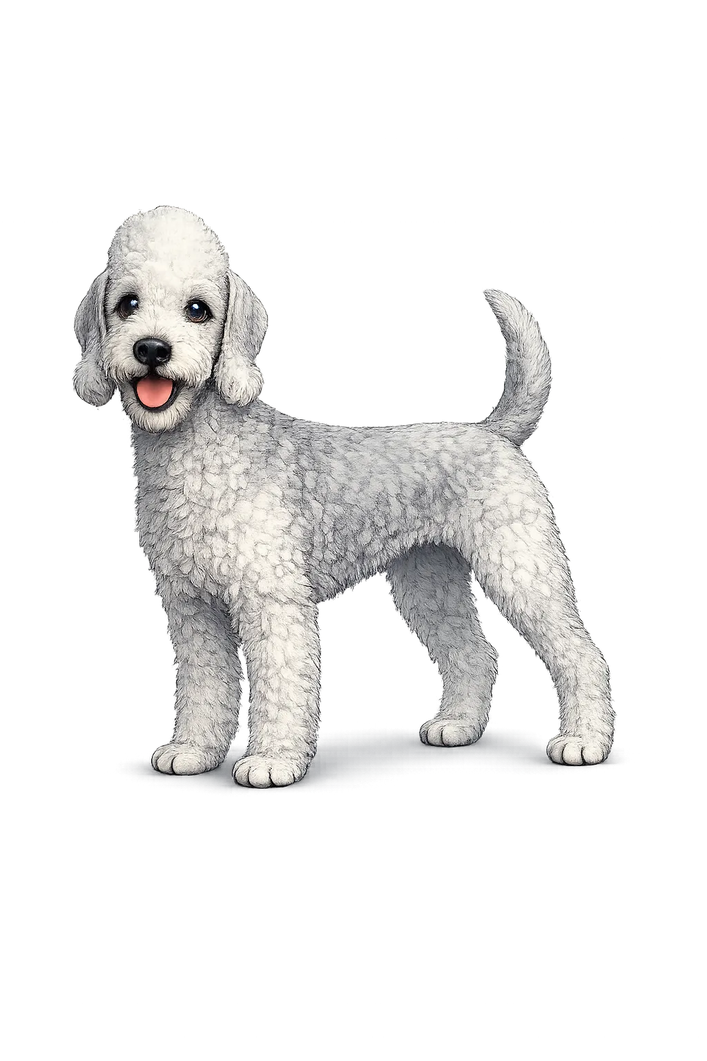 Illustrazione 3D cartoon di un cane Bedlington Terrier